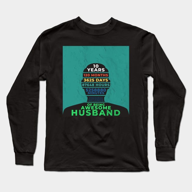 10th husband anniversary Long Sleeve T-Shirt by Shirtttee